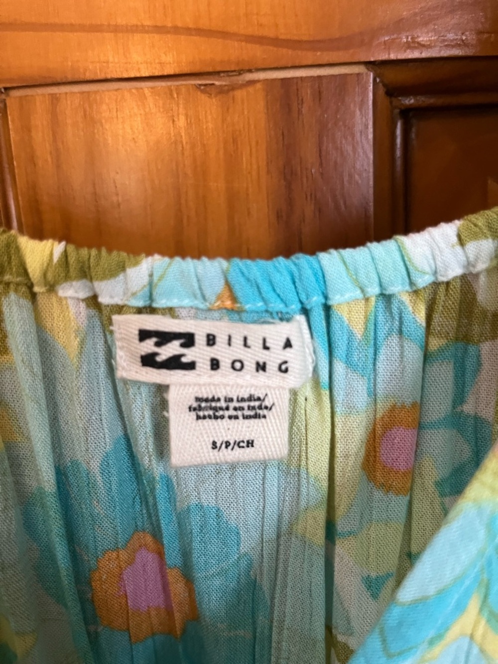 Billabong Aqua Floral Puff-Sleeve Mini Dress - Picture 3 of 3